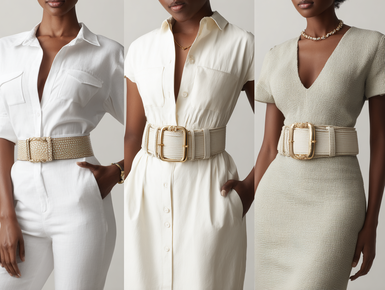 Oyccen Ceinture Élastique Femme Élégante – Large Bande Stretch Avec Boucle Feuille Métallique, Taille 65-85 Cm, Accessoire Chic Pour Robes Et Tenues